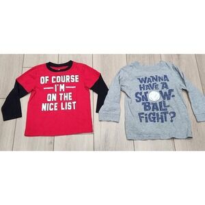 2 Kids Funny Holiday‎ Christmas Winter Graphic Longsleeve Tshirts Size 3T